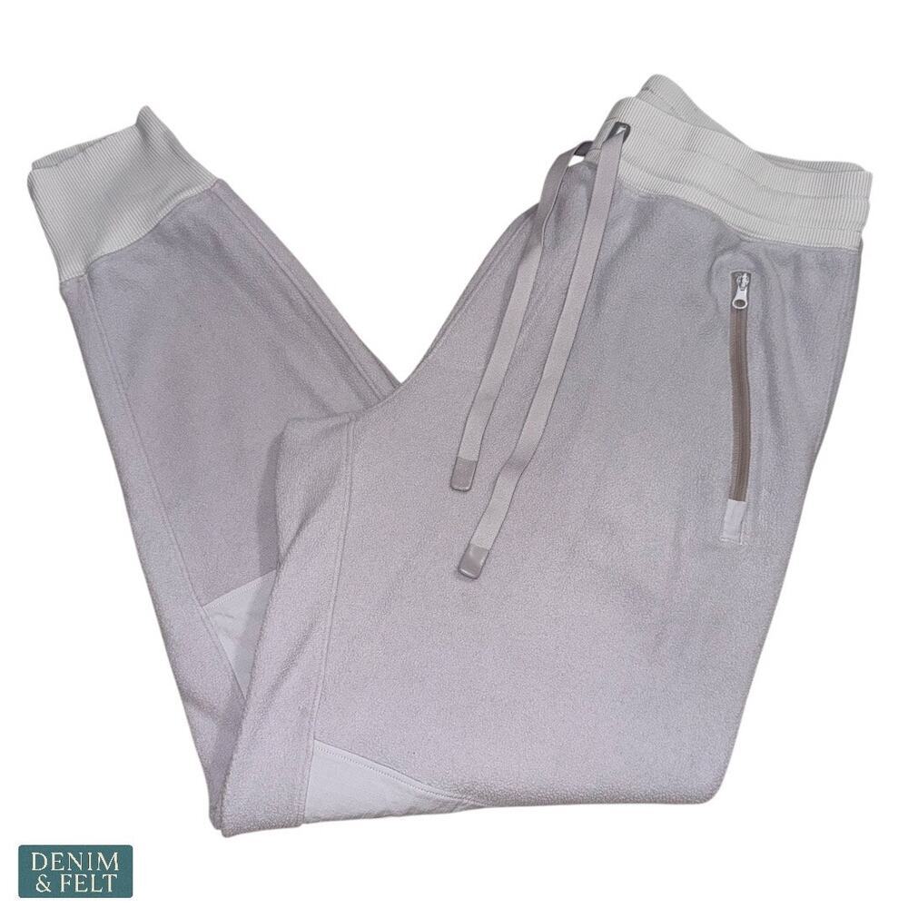 Alo Yoga Gray Fleece Sweatpants Zip Pockets Ribbed Waistband Mens Medium